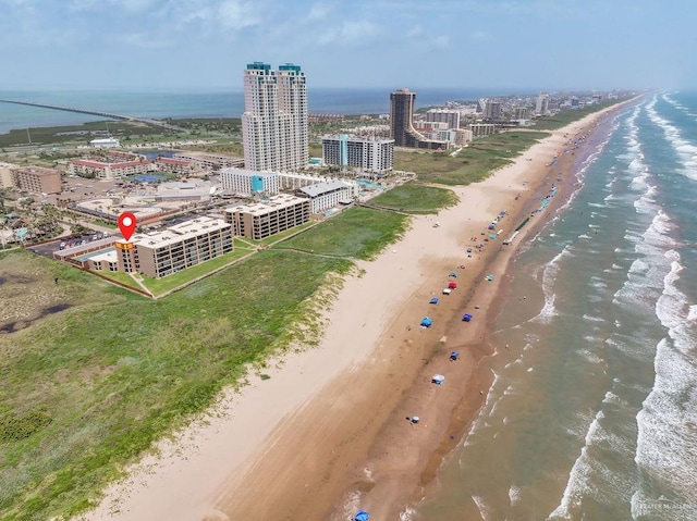 110 Padre Blvd Unit 603, South Padre Island, TX 78597 - birds eye view of property with a view of city, a view of the beach, and a water view