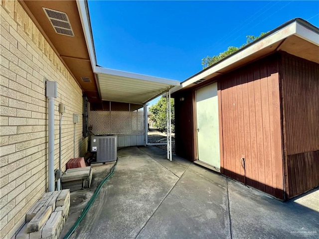 view of patio featuring central AC unit