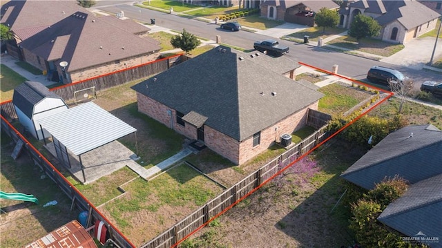 aerial view with a residential view