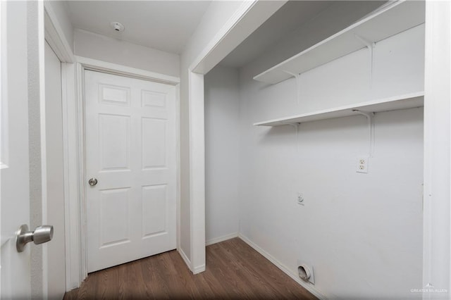 2310 Arbor St, Harlingen, TX 78552 - washroom featuring hookup for an electric dryer, wood finished floors, and baseboards