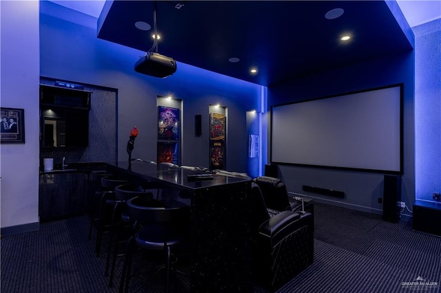 view of carpeted cinema room