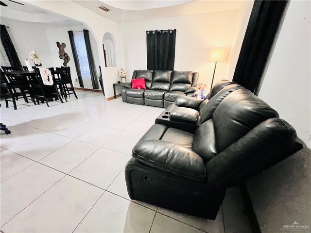 view of tiled living room