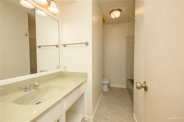 15220 Wilson Rd, Harlingen, TX 78552 - bathroom with vanity, tile patterned floors, and  shower combination