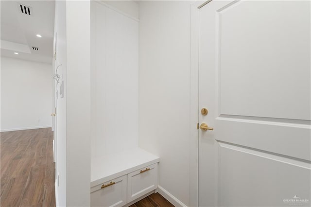 mudroom featuring wood-type flooring