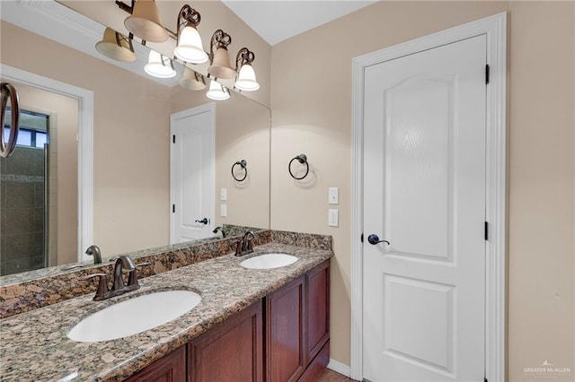 1617 N Monmack Rd, Edinburg, TX 78541 - full bath with double vanity and a chandelier