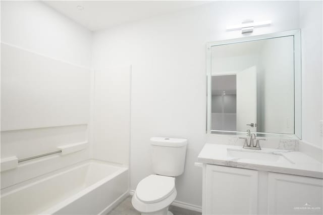 full bathroom with vanity, toilet, and shower / tub combination