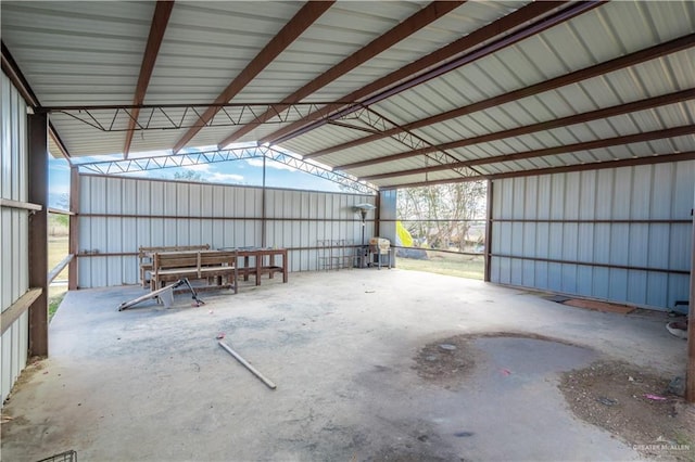 garage with metal wall