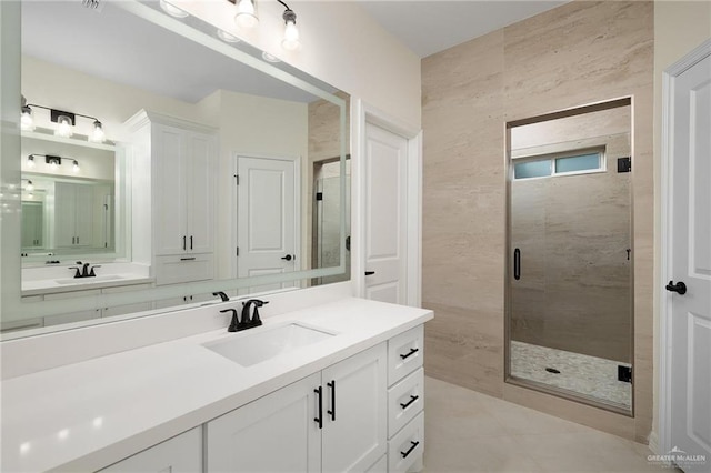 1809 Diplomat Dr, Edinburg, TX 78542 - full bath with vanity, a shower stall, and tile patterned floors