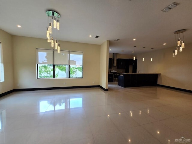 interior space featuring light tile patterned floors