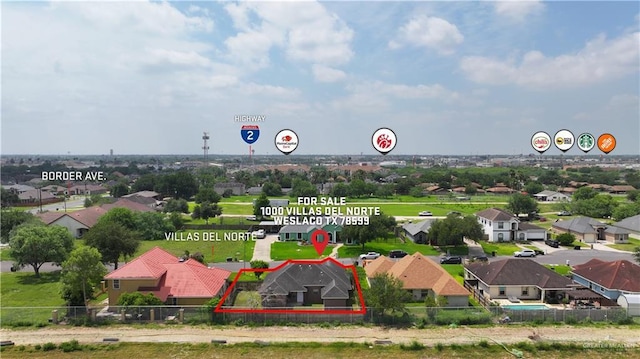 aerial view featuring a residential view
