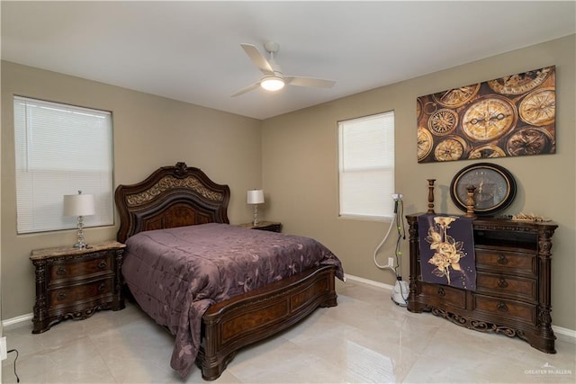 bedroom featuring ceiling fan