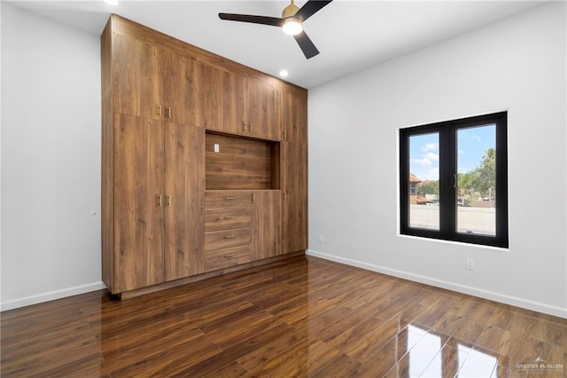 2228 S 45th St, Mcallen, TX 78503 - unfurnished bedroom with baseboards, dark wood-type flooring, recessed lighting, and ceiling fan