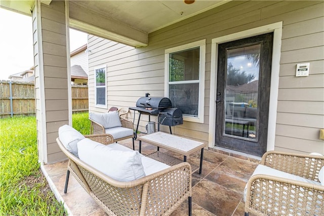 view of patio / terrace featuring a grill