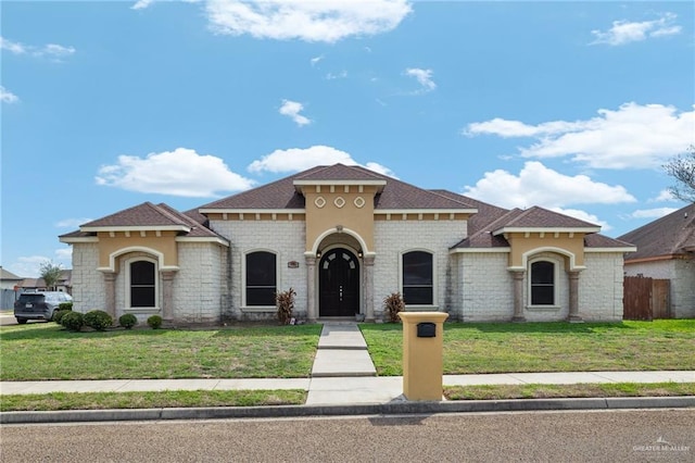 mediterranean / spanish-style house with a front yard