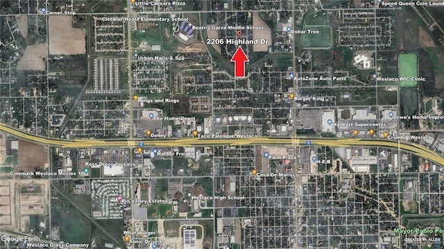 2206 Highland Dr, Weslaco, TX 78599 - aerial view of property's location