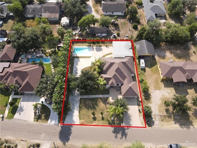 bird's eye view featuring a residential view