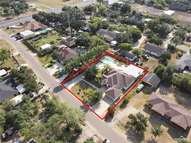 bird's eye view with a residential view