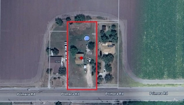 18301 Primera Rd, Harlingen, TX 78552 - aerial view of property's location featuring property parcel outlined
