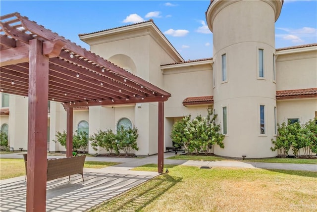 exterior space with a pergola