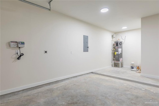 1027 Broken Arrow Dr, Alamo, TX 78516 - garage with electric panel, heat pump water heater, baseboards, and recessed lighting