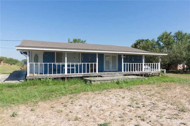 view of front of house featuring french doors and a porch