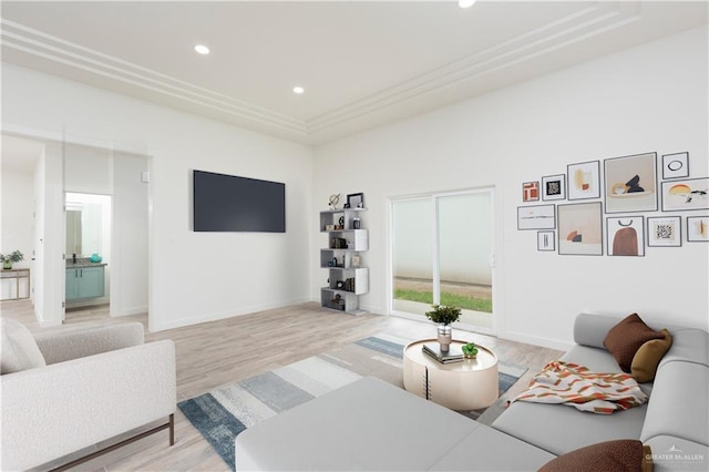 living room with wood-type flooring