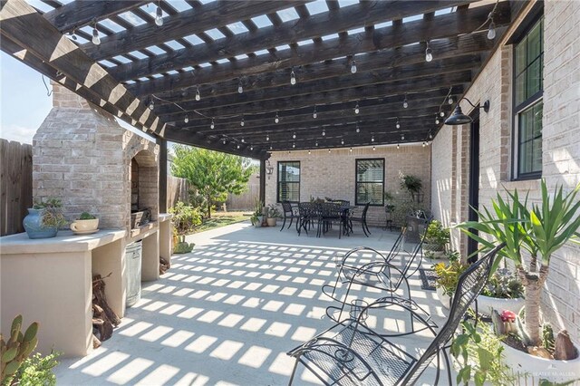 view of patio / terrace featuring a pergola