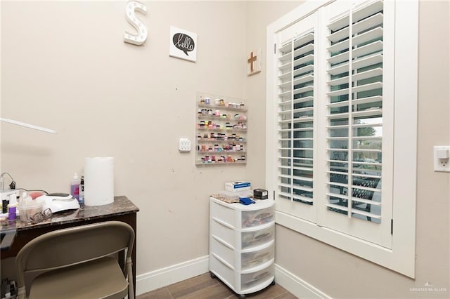 office with hardwood / wood-style flooring