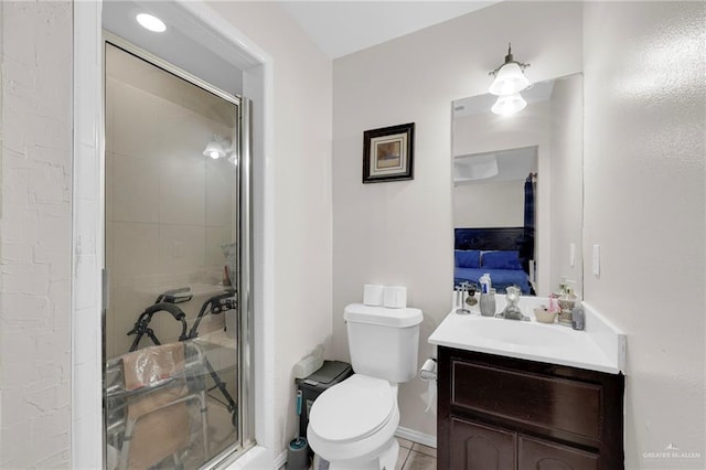 3704 San Gerardo St, Mission, TX 78572 - ensuite bathroom featuring ensuite bath, vanity, a stall shower, and toilet