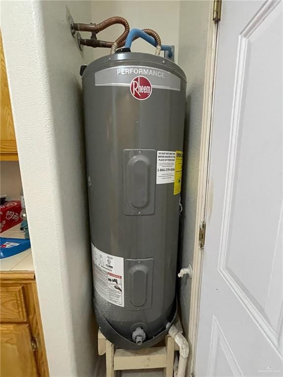 utility room with electric water heater