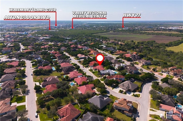 5512 Autumn Mist Ln, Brownsville, TX 78526 - aerial view of property's location with nearby suburban area