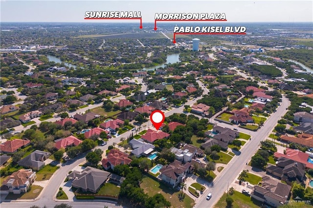 5512 Autumn Mist Ln, Brownsville, TX 78526 - aerial view of property and surrounding area with nearby suburban area