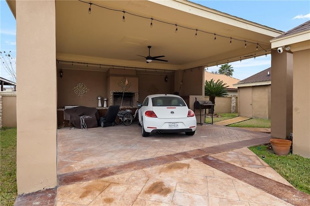 view of parking / parking lot with ceiling fan