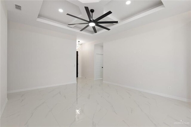 2203 San Charbel St, San Juan, TX 78589 - spare room featuring visible vents, baseboards, recessed lighting, and coffered ceiling