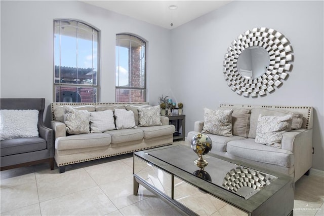 view of tiled living room