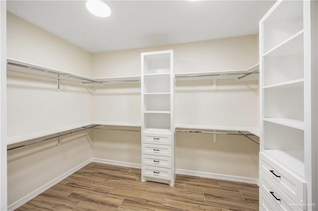 walk in closet featuring wood-type flooring