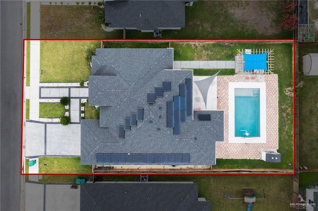 5904 N Dodger St, Pharr, TX 78577 - aerial view of property's location featuring property parcel outlined and a pool