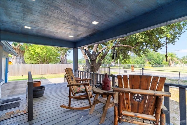 3204 Barbara Ln, Edinburg, TX 78542 - wooden terrace with a fenced backyard