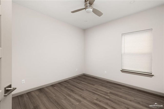 3302 S Sugar Rd Unit E, Edinburg, TX 78539 - unfurnished room featuring dark wood-type flooring, baseboards, and a ceiling fan