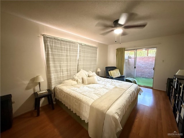 800 E Dallas Ave Unit 17, Mcallen, TX 78501 - bedroom with access to outside, wood finished floors, and a ceiling fan