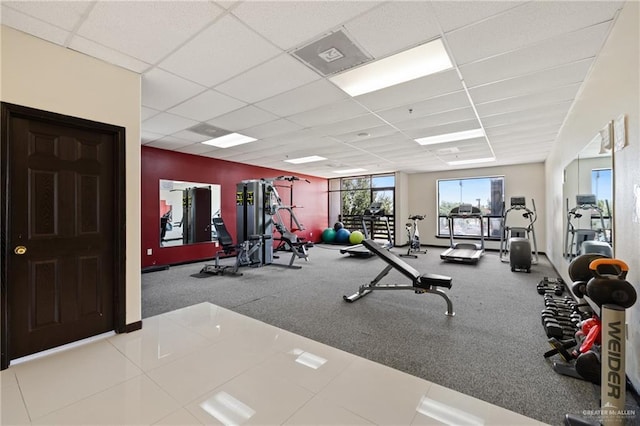 813 Travis St Unit 203, Mission, TX 78572 - gym with a paneled ceiling and carpet