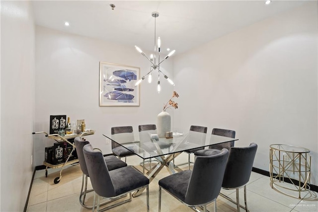 813 Travis St Unit 203, Mission, TX 78572 - dining area with light tile patterned flooring, a chandelier, and recessed lighting