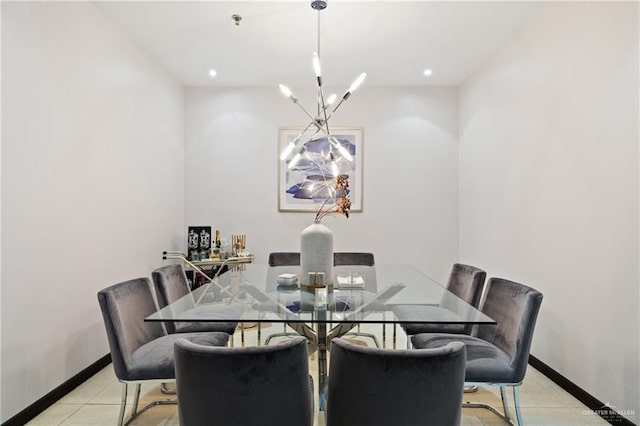 813 Travis St Unit 203, Mission, TX 78572 - dining space featuring light tile patterned floors, a chandelier, and recessed lighting