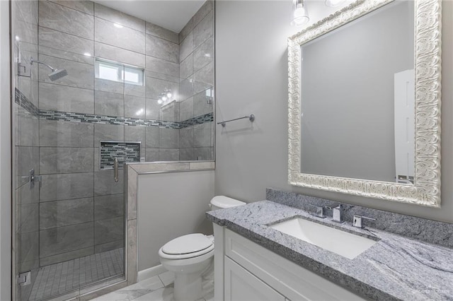 3205 Brentwood St, Edinburg, TX 78539 - full bath featuring marble finish floors, toilet, vanity, and a shower stall