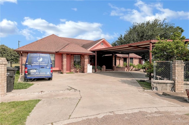 view of front of house featuring a carport