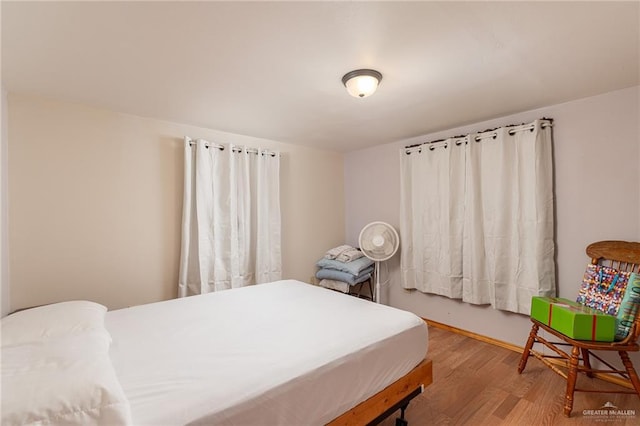 bedroom featuring light wood-type flooring