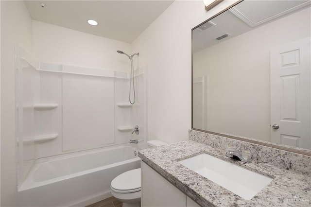 1615 W B St, Mission, TX 78572 - bathroom featuring toilet, shower / bath combination, vanity, and recessed lighting