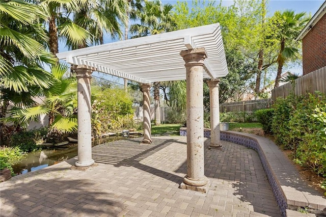 view of patio / terrace featuring a pergola