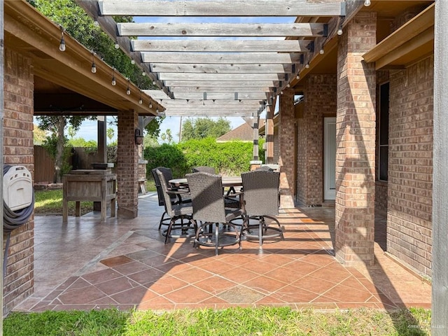 view of patio / terrace featuring a pergola