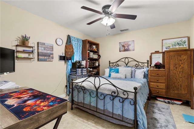 512 S Mina De Oro St, Mission, TX 78572 - bedroom with light tile patterned floors and a ceiling fan